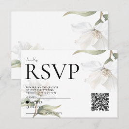 Cartão RSVP Elegant Oriental Magnolia Wedding