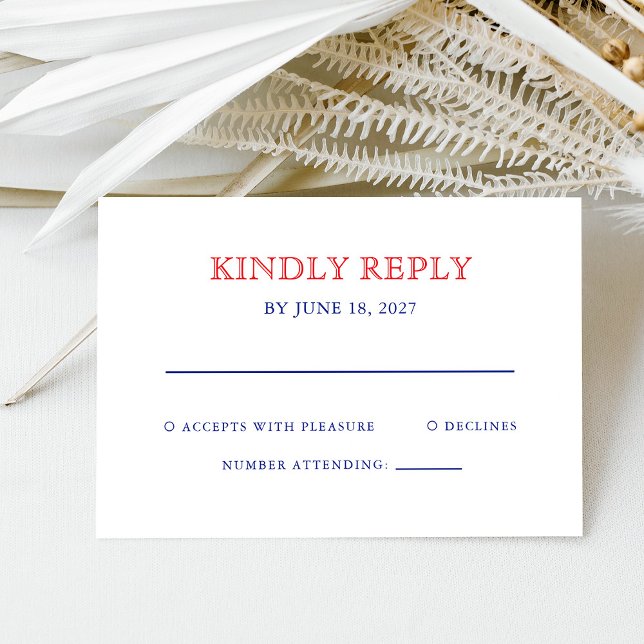 Cartão RSVP Elegant Patriotic 4th of July Wedding (Criador carregado)