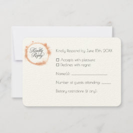 Cartão RSVP Elegant Peach Sparkle Wedding Script Calligraphy