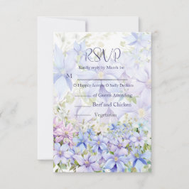 Cartão RSVP Elegant Periwinkle Clematis Wedding