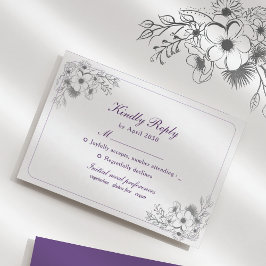Cartão RSVP Elegant Purple Floral