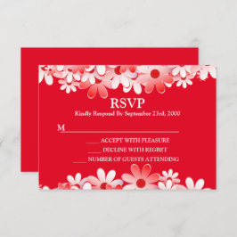 Cartão RSVP Elegant Red White Floral Wedding