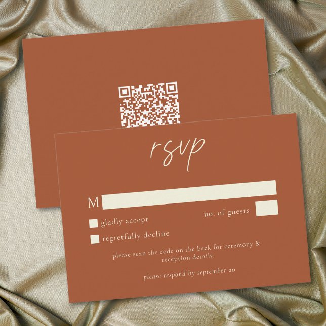 Cartão RSVP Elegant Rust Terracotta Minimalist Wedding (Elegant Rust Terracotta Minimalist Wedding RSVP Card)