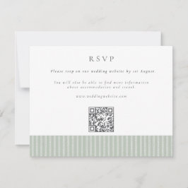Cartão RSVP Elegant Sage Green Stripes QR Code Wedding