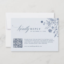 Cartão RSVP Elegant Sage Green Vintage Classic Floral QR Code