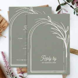 Cartão RSVP Elegant Sage Green With QR Code Wedding Reply By