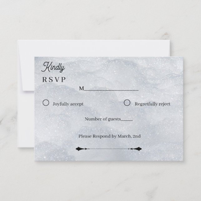 Cartão RSVP Elegant Silver Shimmering Filigree Response Card (Frente)