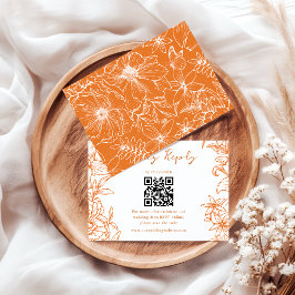 Cartão RSVP Elegant Simple Copper Floral QR Code Wedding