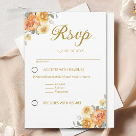 Cartão RSVP Elegant spring Wedding with tangerine flowers