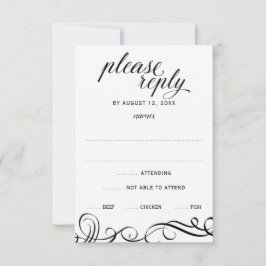 Cartão RSVP Elegant Swirls Confirmação de Presença no Casament