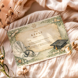 Cartão RSVP Elegant Veterinary White Coat Graduation Party