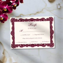 Elegant Victorian Burgundy Ivory Lace Wedding Meal