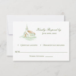 Cartão RSVP Elegant Watercolor Chapel Wedding 