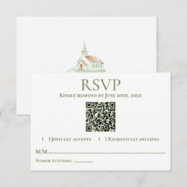 Cartão RSVP Elegant Watercolor Chapel Wedding 