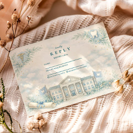 Cartão RSVP Elegant White Coat Dentist Graduation Party