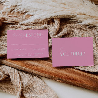 Cartão RSVP Elegant White Pink Minimalist Bright Wedding