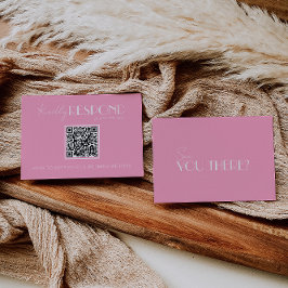 Cartão RSVP Elegant White Pink Minimalist QR Code Wedding