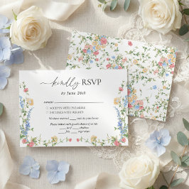 Cartão RSVP Elegant Wildflower Summer Wedding