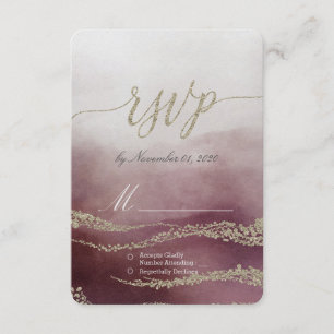 Cartão RSVP Elegante Aguarela Imersa em Cranberry para Confirm