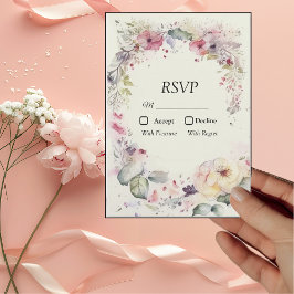 Cartão RSVP Elegante Anel de Flores em Aquarela