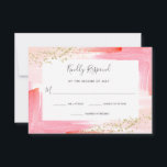 Cartão RSVP Elegante Aquarela Rosa e Dourado Bat Mitzvah<br><div class="desc">Estes cartões de resposta Rsvp belos e elegantes do Bat Mitzvah apresentam traços de cor-d-água modernos em tons femininos de rosa,  coral e laranja,  com falso brilho dourado e aspecto confetti.</div>