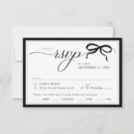 Cartão RSVP Elegante Arco Preto e Branco Simples Clássico Casa