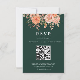 Cartão RSVP Elegante Bem-vindo de Casamento Floral Verde Esmer