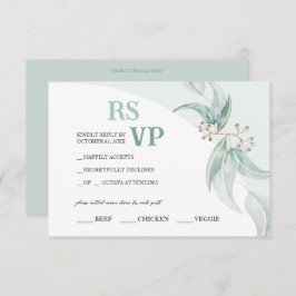 Cartão RSVP Elegante Boho Eucalyptus Watercolor Art