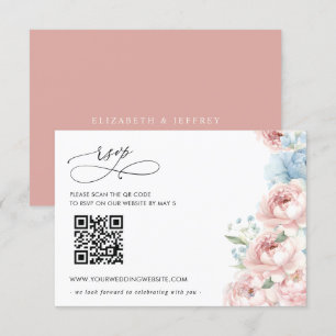 Cartão RSVP Elegante Boho Summer Primavera Blush Floral CÓDIGO