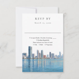 Cartão RSVP Elegante Casamento em Aquarela com a Paisagem de M