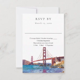 Cartão RSVP Elegante Casamento em San Francisco em Aquarela