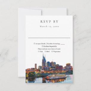 Cartão RSVP Elegante Casamento em Watercolor no Riverfront de