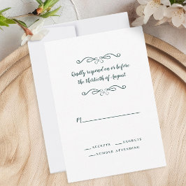 Cartão RSVP Elegante Casamento Emerald Green Minimalista