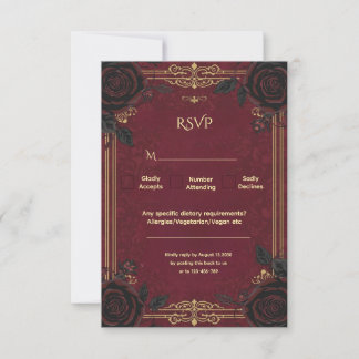 Cartão RSVP Elegante Casamento Gótico Romance