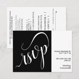 Cartão RSVP Elegante Casamento Minimalista com Caligrafia em P