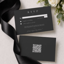 Elegante Casamento Minimalista Preto Carvão QR RSV