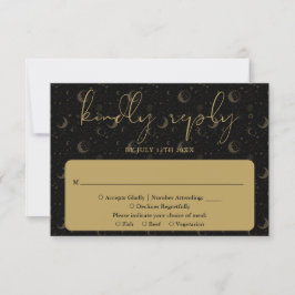 Cartão RSVP Elegante Casamento Místico Celestial