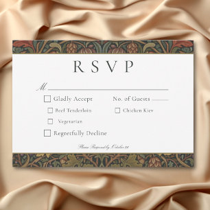 Cartão RSVP Elegante Casamento outono botânico de algodão da v