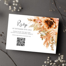 Elegante Casamento outono Floral QR Code Terracott