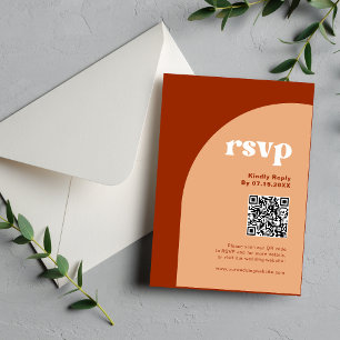 Cartão RSVP Elegante Chic Cerâmica de Pêssego Arco Boho Casame