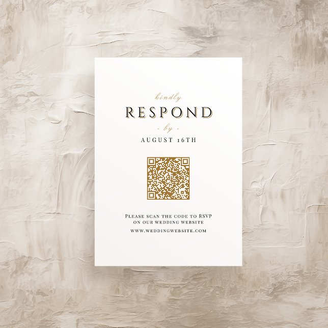 Cartão RSVP Elegante Clássica Moderna do Luxo Código QR Casame (Elegant Modern Classy Luxury QR code Wedding RSVP Card)