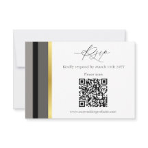 Elegante Código QR de Casamento com Listra Preta C