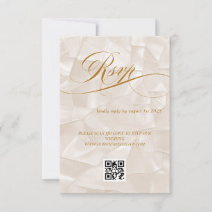 Cartão RSVP Elegante código QR de casamento em caligrafia mini