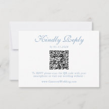 Elegante código QR floral azul poeirento casamento