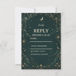 Cartão RSVP Elegante Cósmico Vintage Celestial