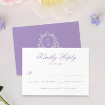 Elegante Crista Floral de Lavanda Monograma de Cas