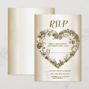 Cartão RSVP Elegante de Frame do Coração do Ornamentado Floral