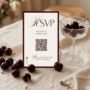 Cartão RSVP Elegante Dinheiro Antigo Borgonha Marfim