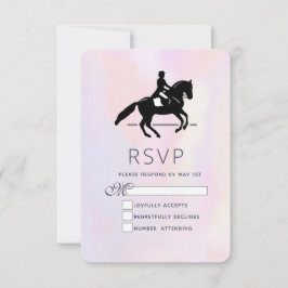 Cartão RSVP Elegante Dressage Rider em um Fundo de Aquarela