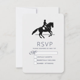 Cartão RSVP Elegante Dressage Rider Executando um Pirouette